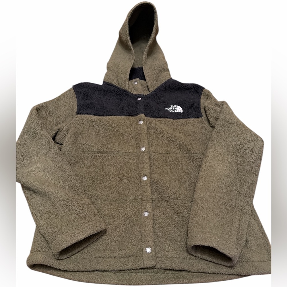 The North Face Gemma Fleece Hoodie Jacket Olive Green Black Large